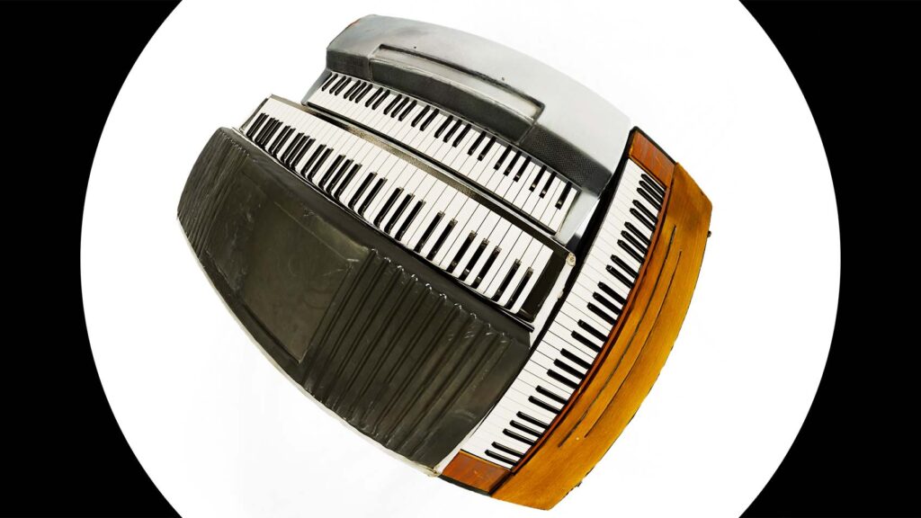 Three keyboards (fisheye lens)